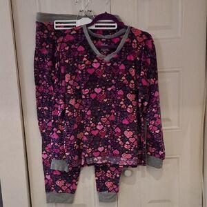 cuddl Duds fleece pajamas XLP hearts
